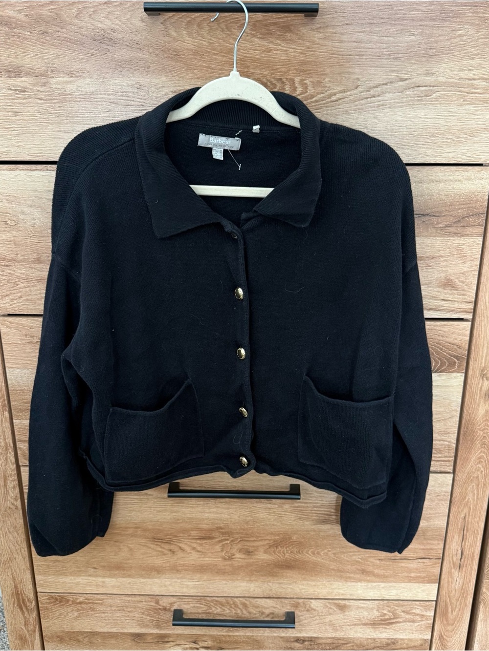 Barbour Noelle Knitted Cardigan Black Sz 8 - Picture 4 of 6